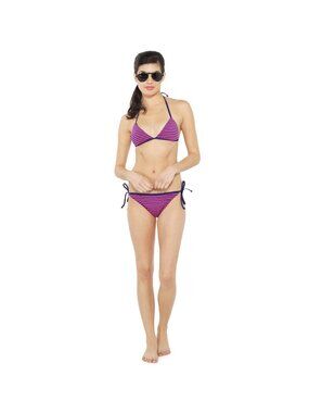 Splendid Malibu Stripe Tie Side Pant Bikini Bottom Swimsuit Navy Pink SP5552 NWT